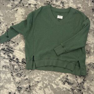 American Eagle Outfitters Green V-Neck Sweater